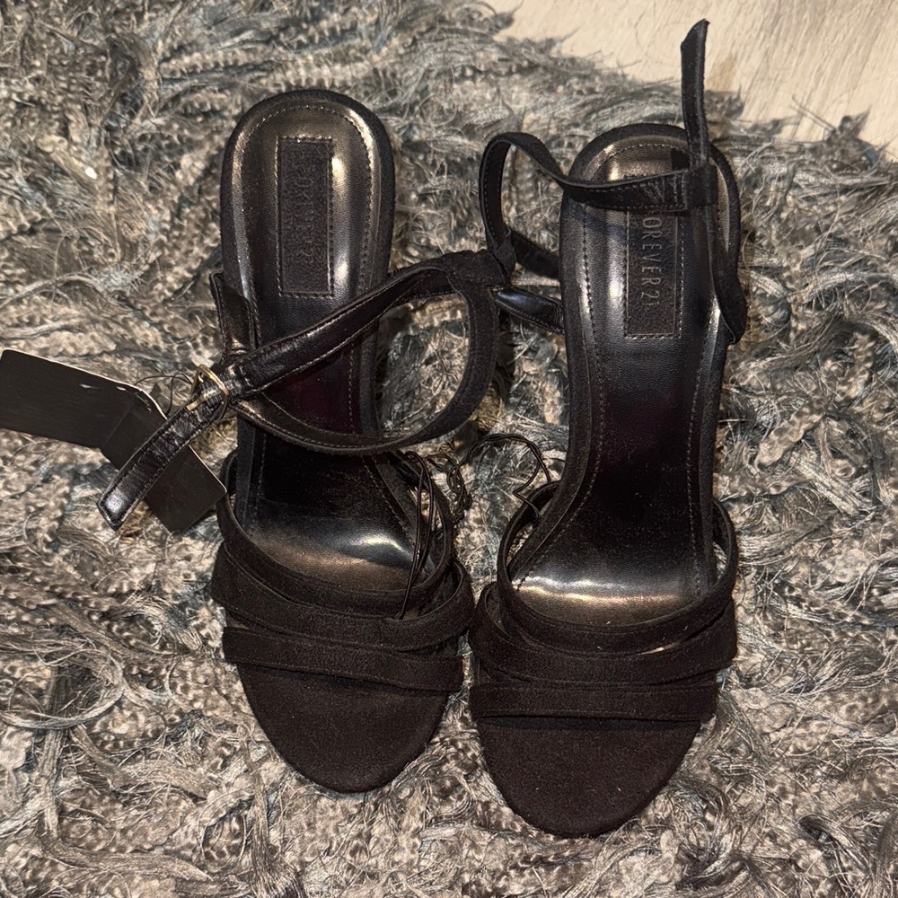 Forever 21 Black Strappy Heels NWT
